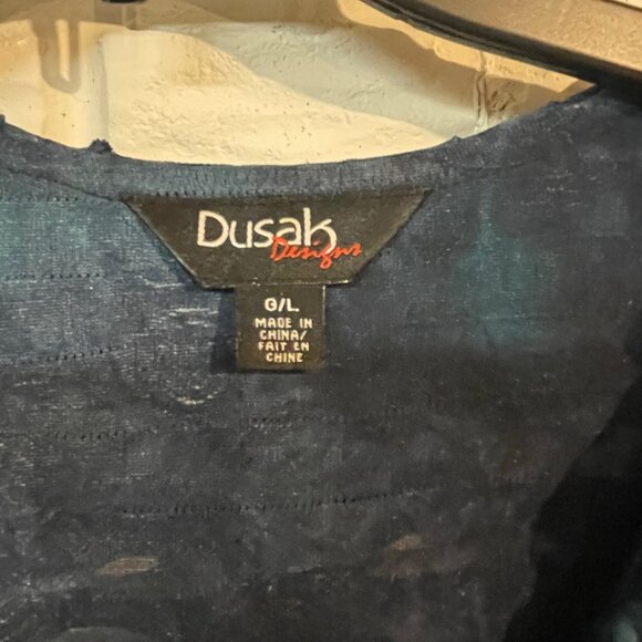 Dusak Design black/bluish ruffle burnout top size L - Picture 3 of 4